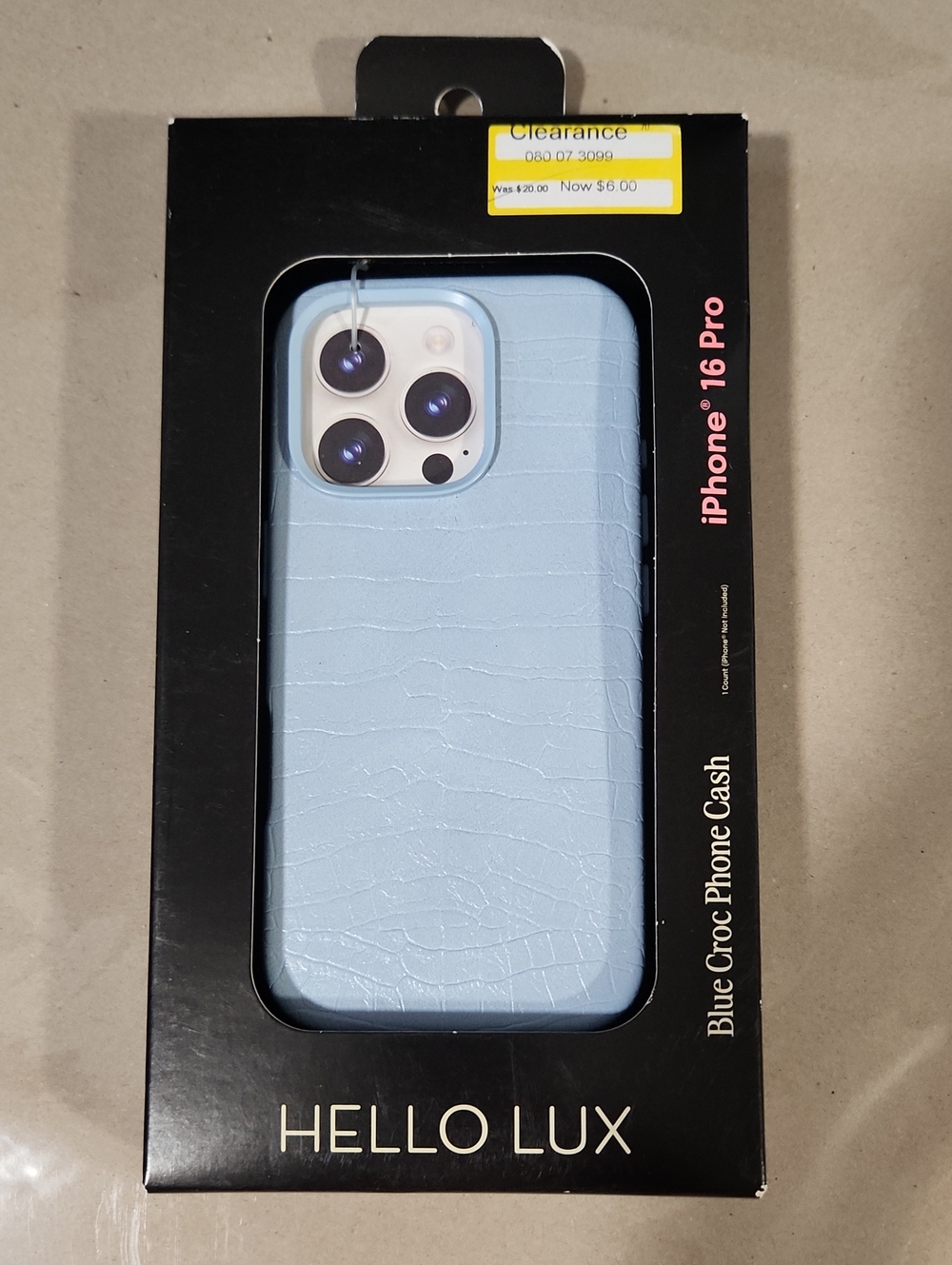Hello Lux Blue Crocodile Embossed Phone Case for iPhone 16 Pro